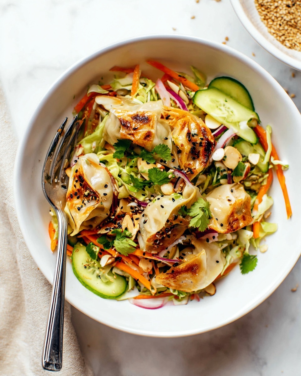 Crispy Gyoza Potsticker Salad with Sesame-Ginger Vinaigrette Recipe