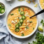 Street Corn Chicken Chowder with Charred Corn, Cream Cheese, and Cotija Recipe
