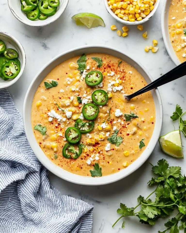 Street Corn Chicken Chowder with Charred Corn, Cream Cheese, and Cotija Recipe