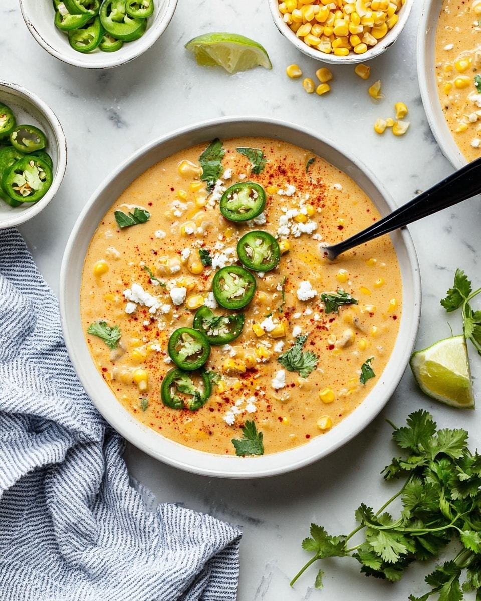 Street Corn Chicken Chowder with Charred Corn, Cream Cheese, and Cotija Recipe