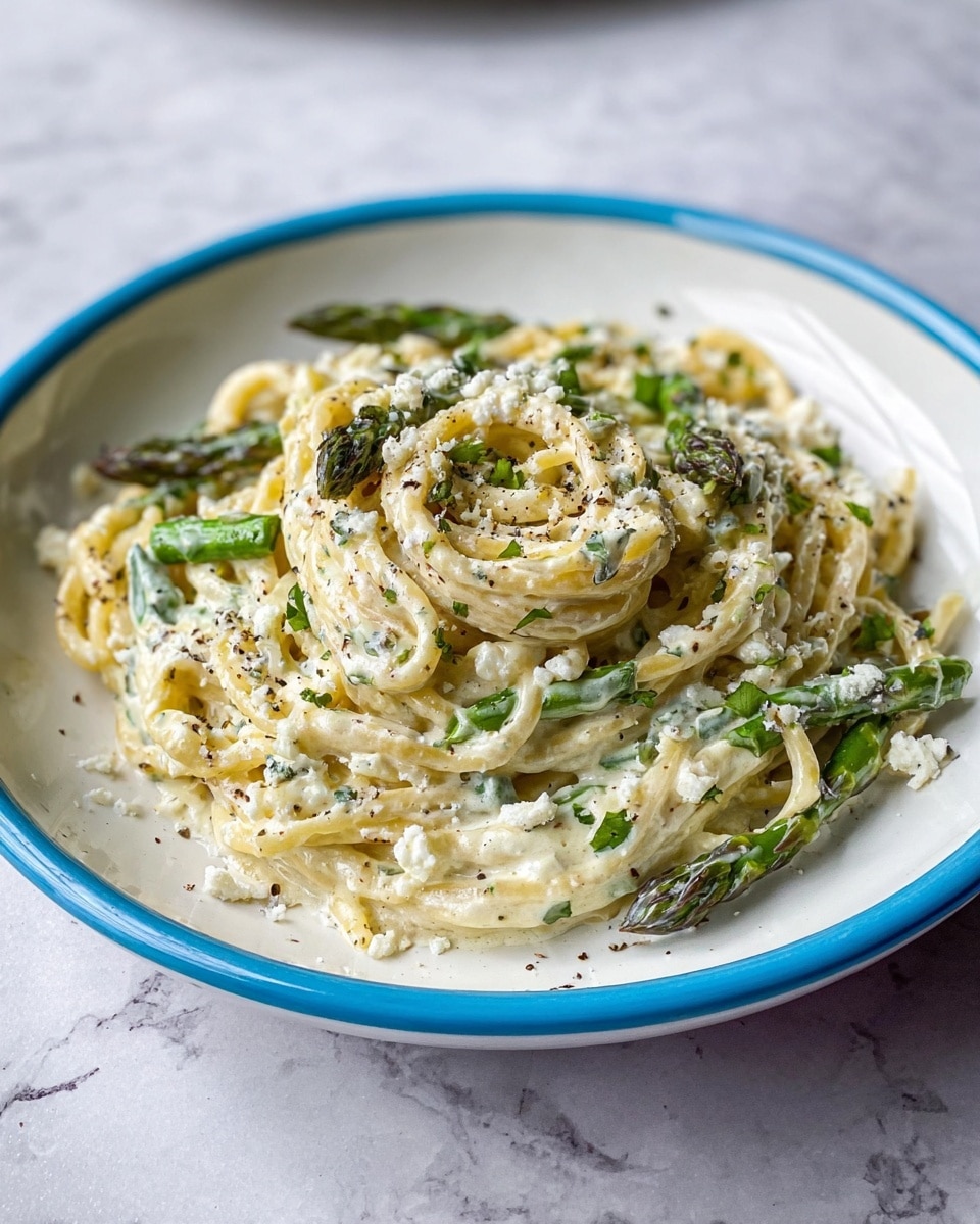 Creamy Lemon Feta Pasta with Asparagus Recipe