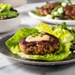 Keto Spinach Feta Turkey Burgers with Green Goddess Dressing Recipe