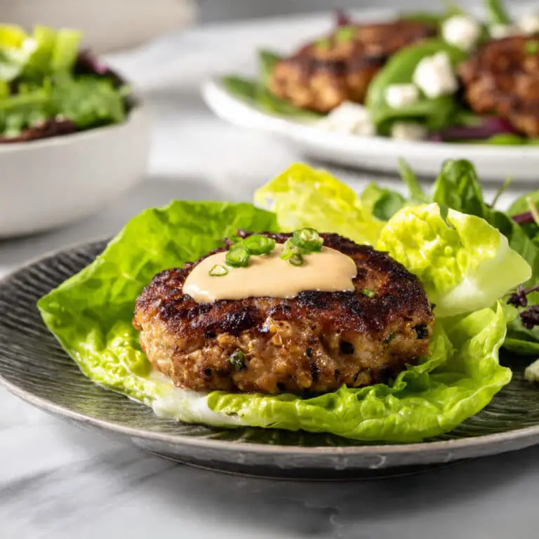 Keto Spinach Feta Turkey Burgers with Green Goddess Dressing Recipe