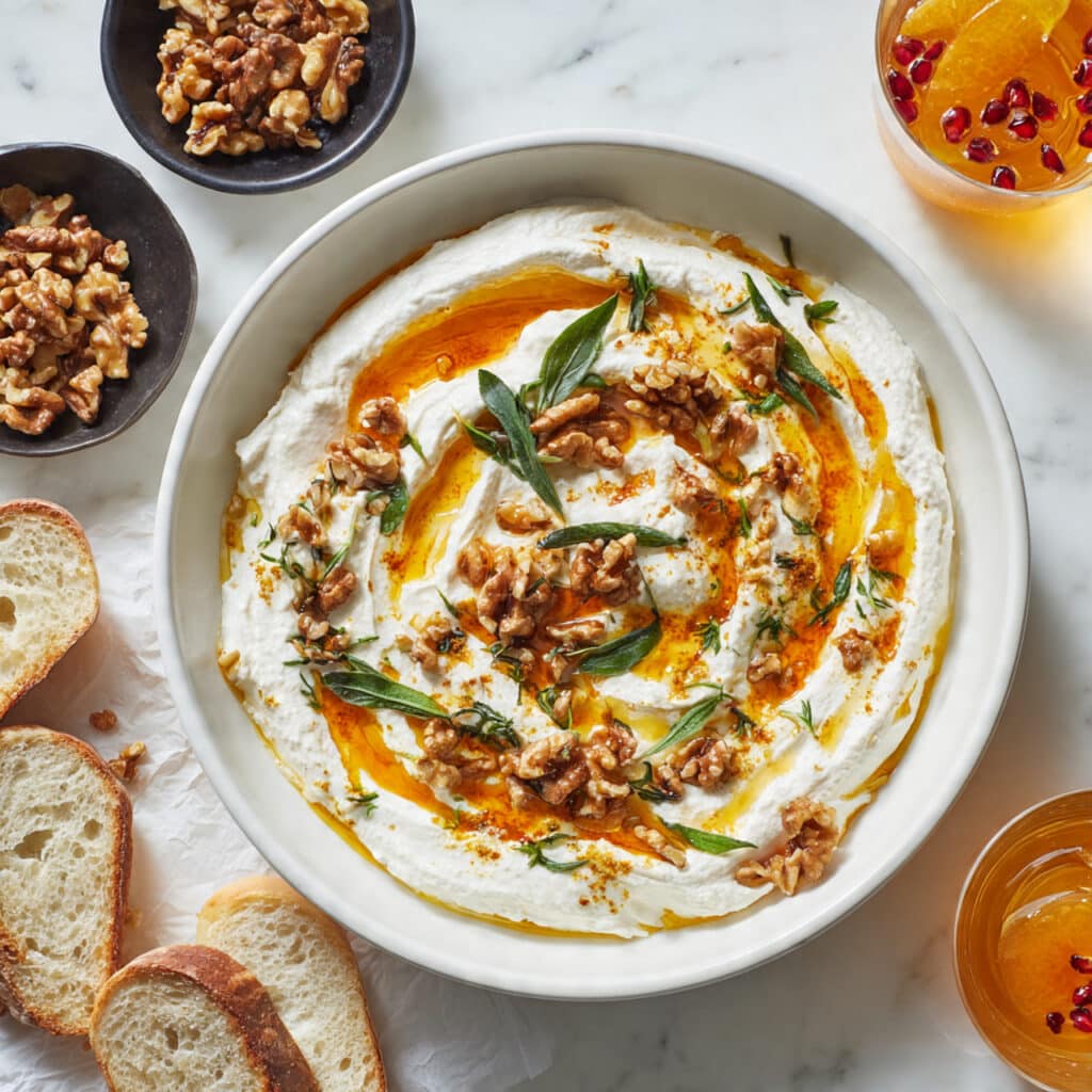 Quick Whipped Ricotta Dip with Hot Honey and Walnuts Recipe