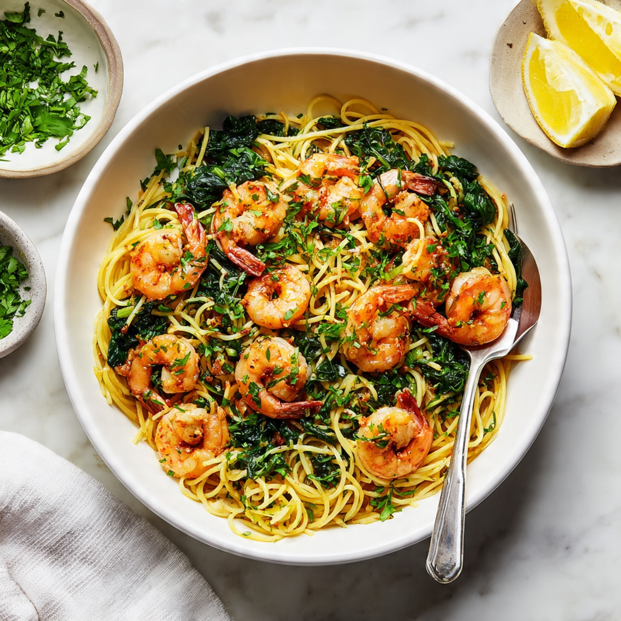 Lemon Garlic Shrimp Pasta with Spinach Recipe