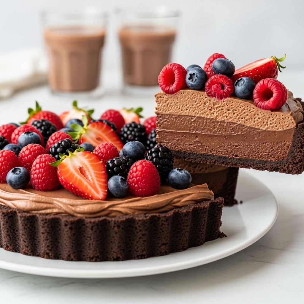Vegan Chocolate Mousse Tart with Raspberry Chia Jam Recipe