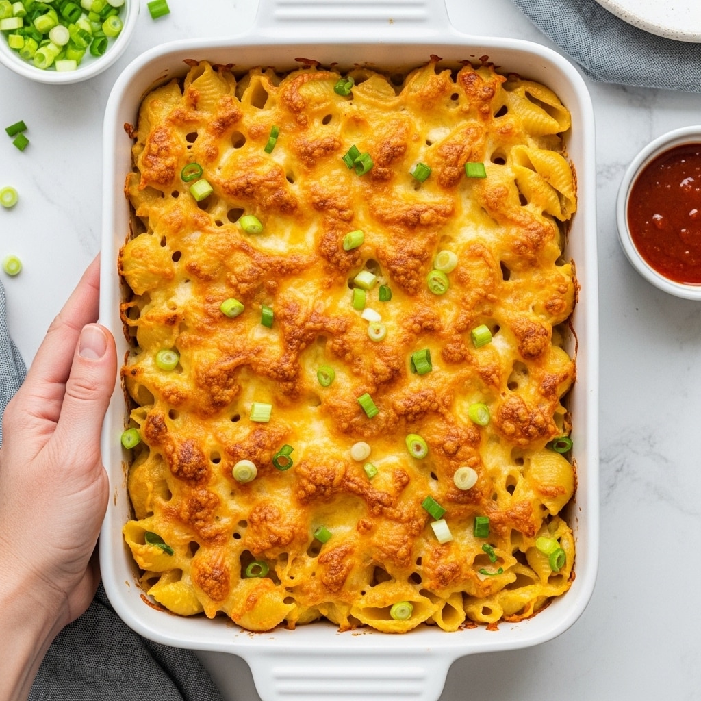 A white plate holds a dish with two main layers. The bottom layer shows penne pasta coated in creamy, light orange sauce with a smooth texture. The top layer is shredded chicken, placed on one side of the pasta, showing white and light brown pieces. Small green onion slices are scattered over the dish, adding a touch of bright green color. The plate sits on a white marbled surface. photo taken with an iphone --ar 4:5 --v 7