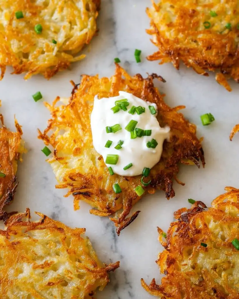 Crispy Potato Pancakes with Greek Yogurt and Applesauce Recipe