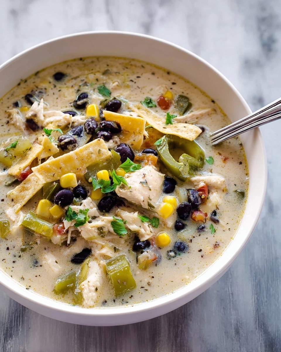 Chicken Poblano Soup with Black Beans, Corn, and Potatoes Recipe