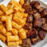 Cajun Steak Tips in Cheesy Rigatoni Parmesan Sauce Recipe