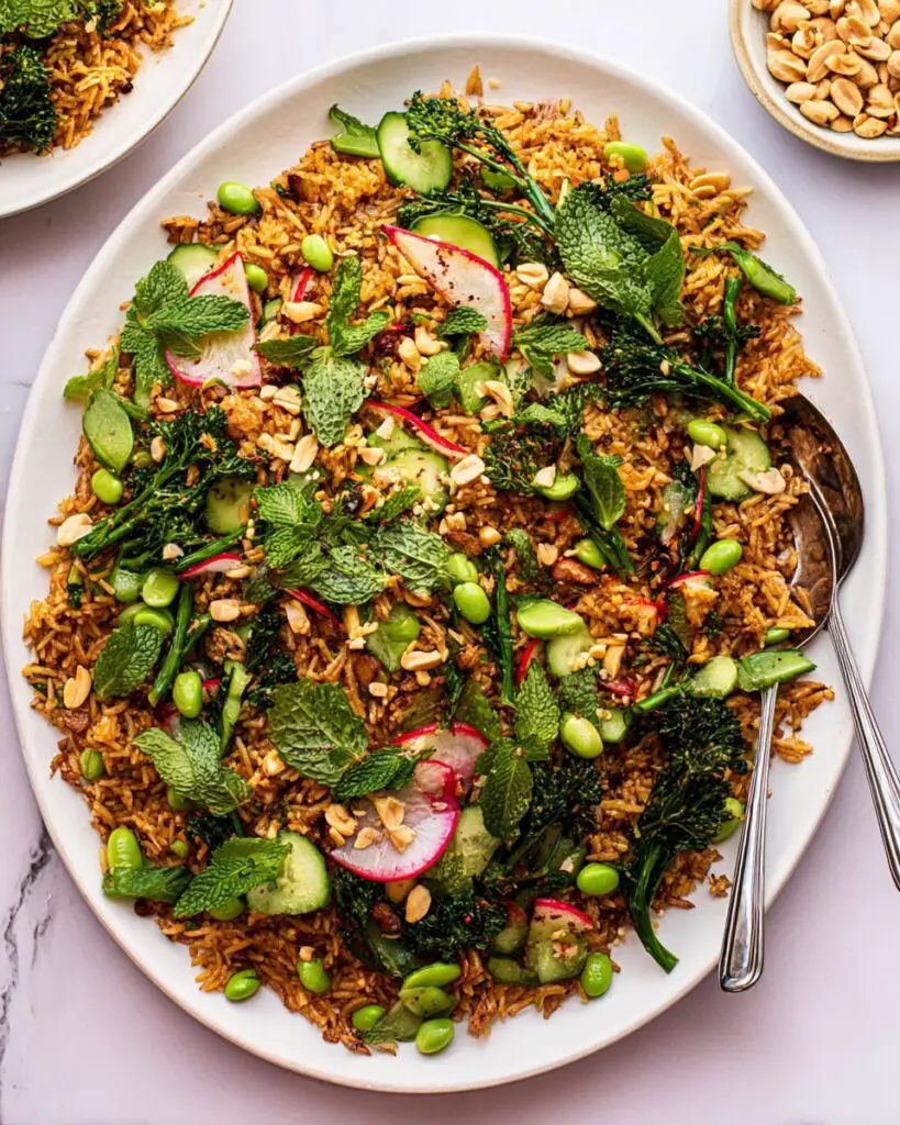 Crispy Rice Salad with Edamame, Broccoli, and Fresh Vegetables Recipe