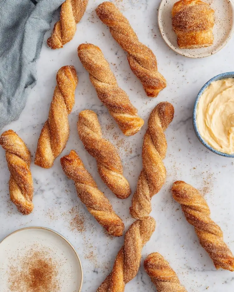 Air Fryer Cinnamon Sugar Twists with Cream Cheese Dip Recipe