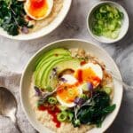 Savory Steel-Cut Oatmeal with Spinach, Mushrooms, and Poached Eggs Recipe