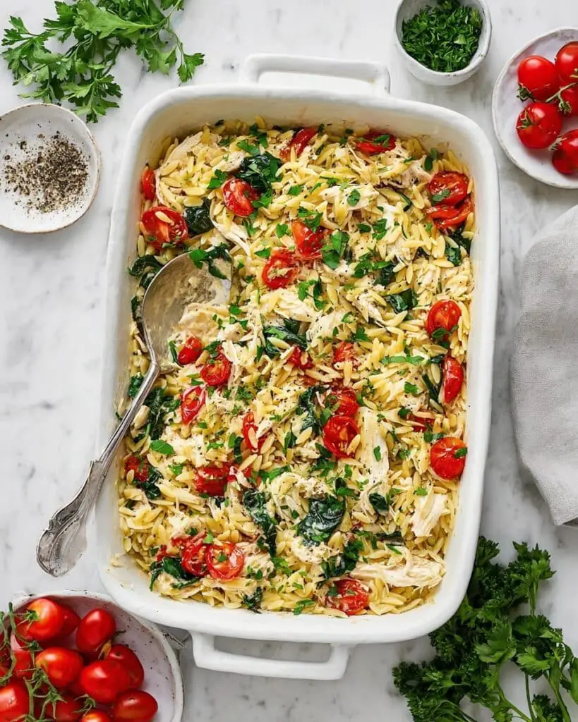 Baked Chicken Orzo with Boursin Cheese Recipe