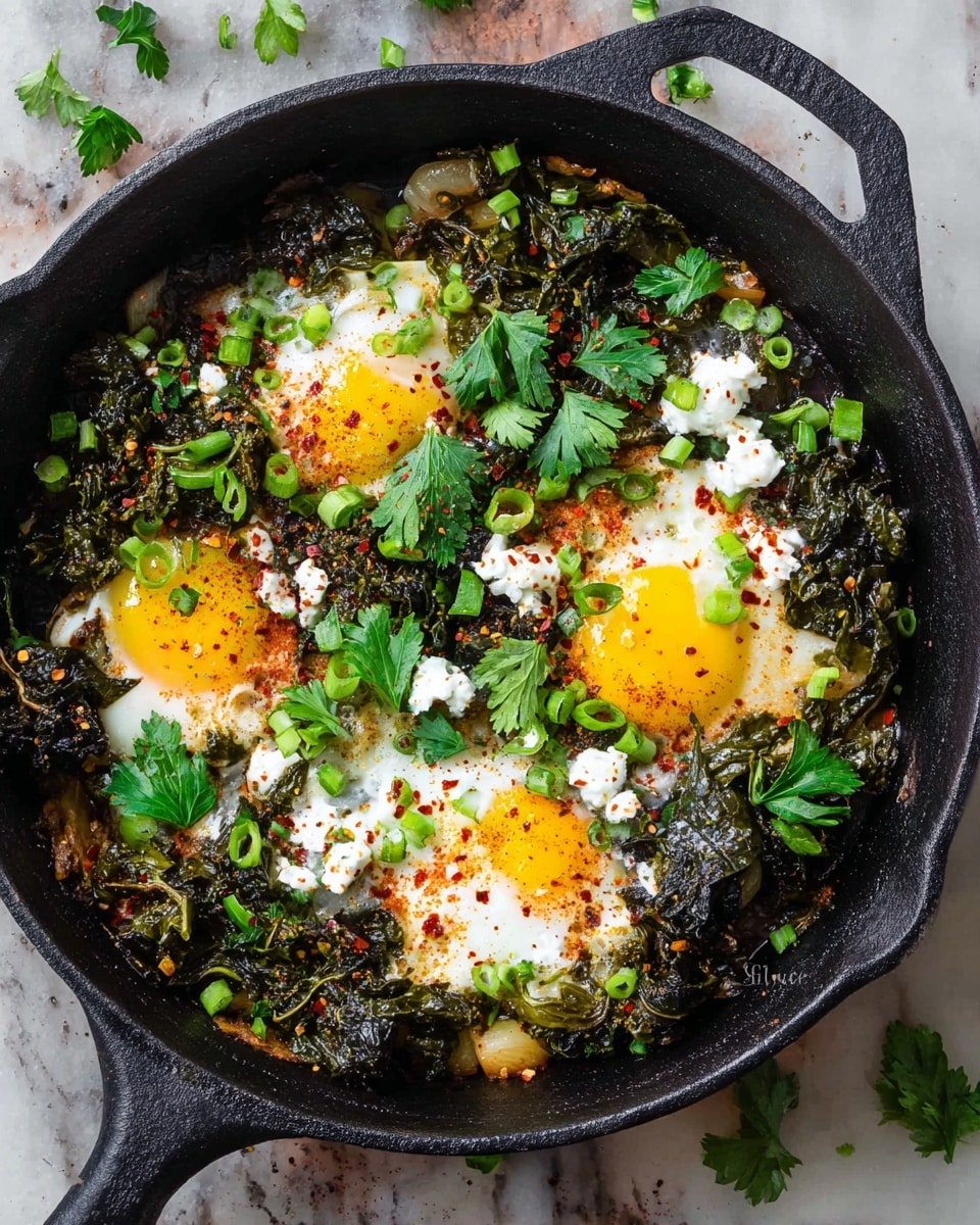 Green Shakshuka with Brussels Sprouts, Kale, and Spinach Recipe