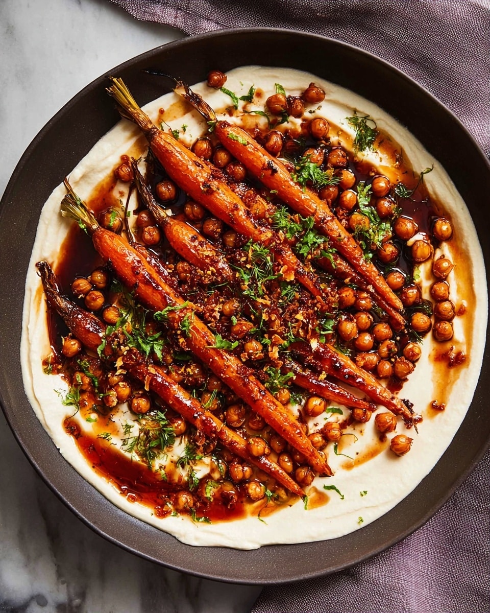 Spicy Maple Roast Carrots with Crispy Chickpeas and Yogurt Sauce Recipe