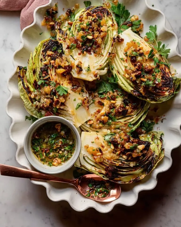 Oven-Roasted Cabbage Wedges with Caper Raisin Relish Recipe