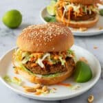 Thai Turkey Burgers with Peanut Curry Sauce and Crispy Vegetables Recipe