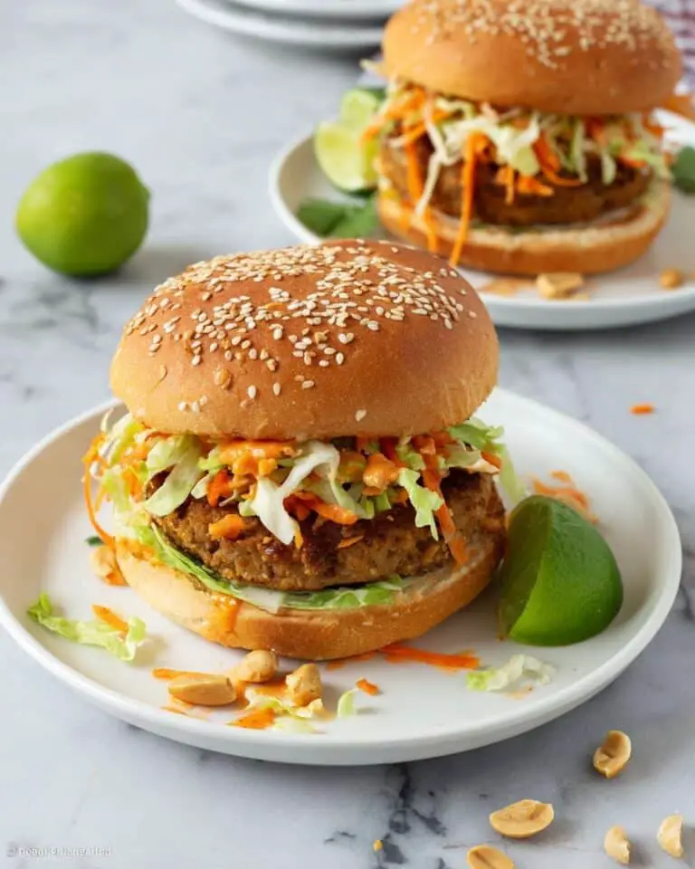 Thai Turkey Burgers with Peanut Curry Sauce and Crispy Vegetables Recipe