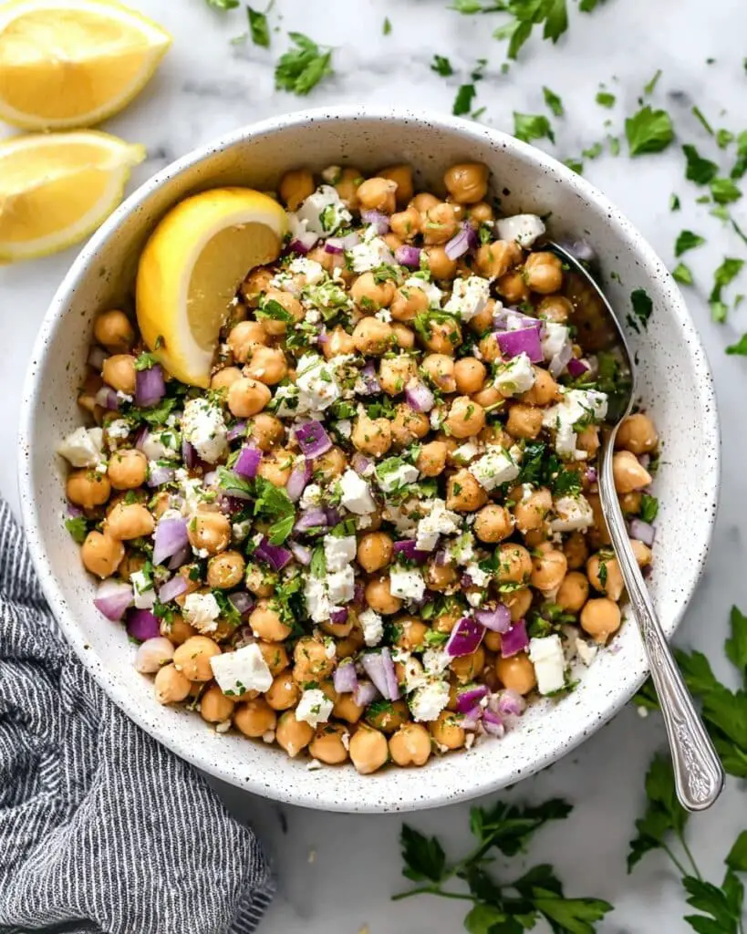 Lemony Chickpea Feta Salad Recipe