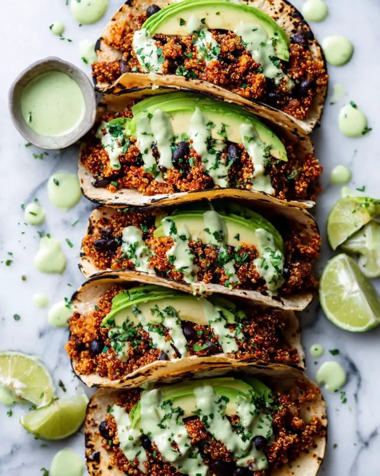 Black Bean Quinoa Tacos with Cilantro Lime Cashew Crema Recipe