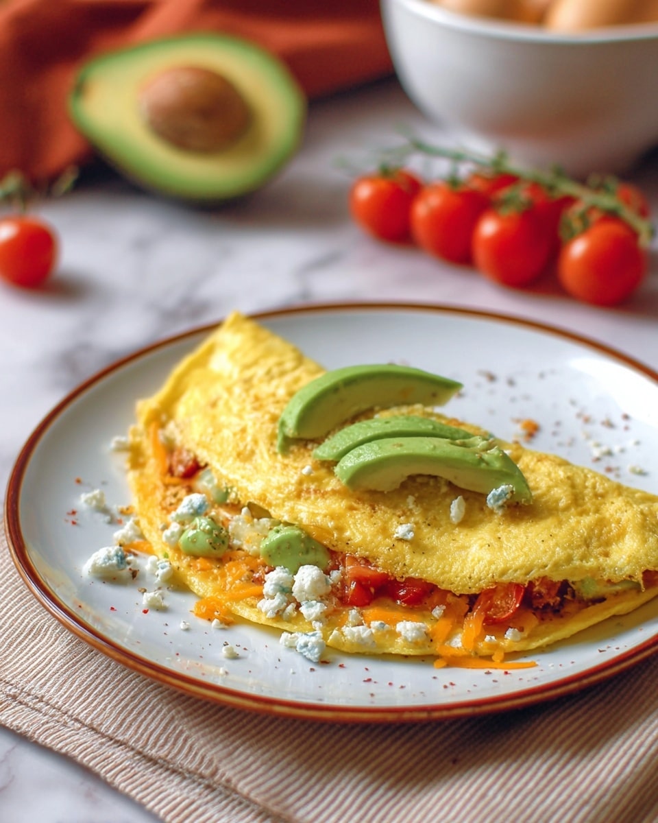 Avocado Omelette with Tomato and Feta Cheese Recipe