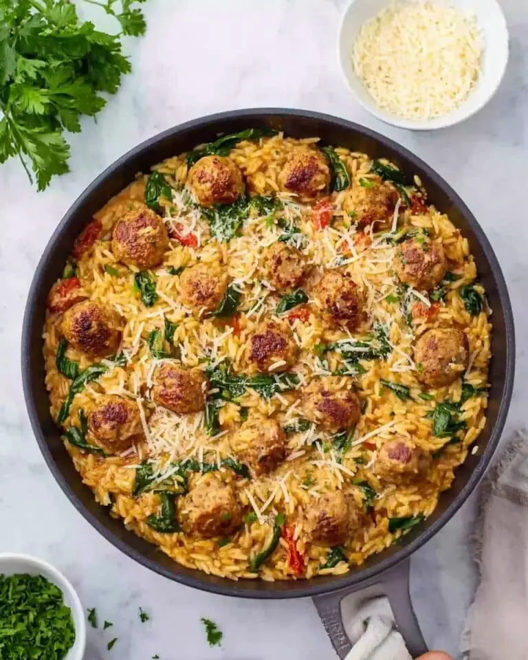 Tuscan Chicken Meatballs and Orzo Recipe