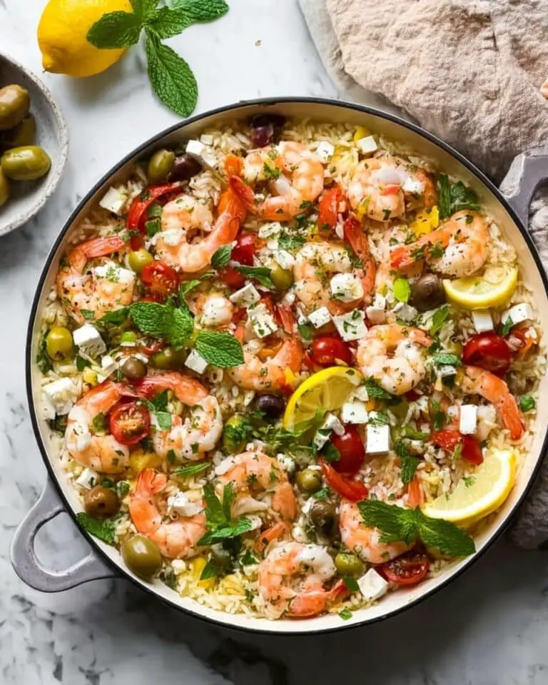 One Pan Mediterranean Shrimp Orzo Recipe
