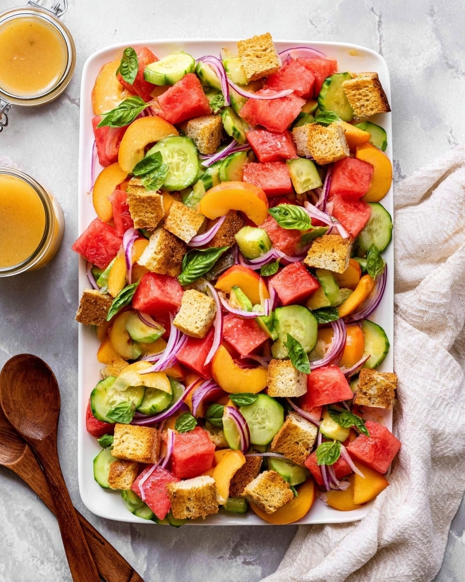 Watermelon Peach Panzanella Salad Recipe