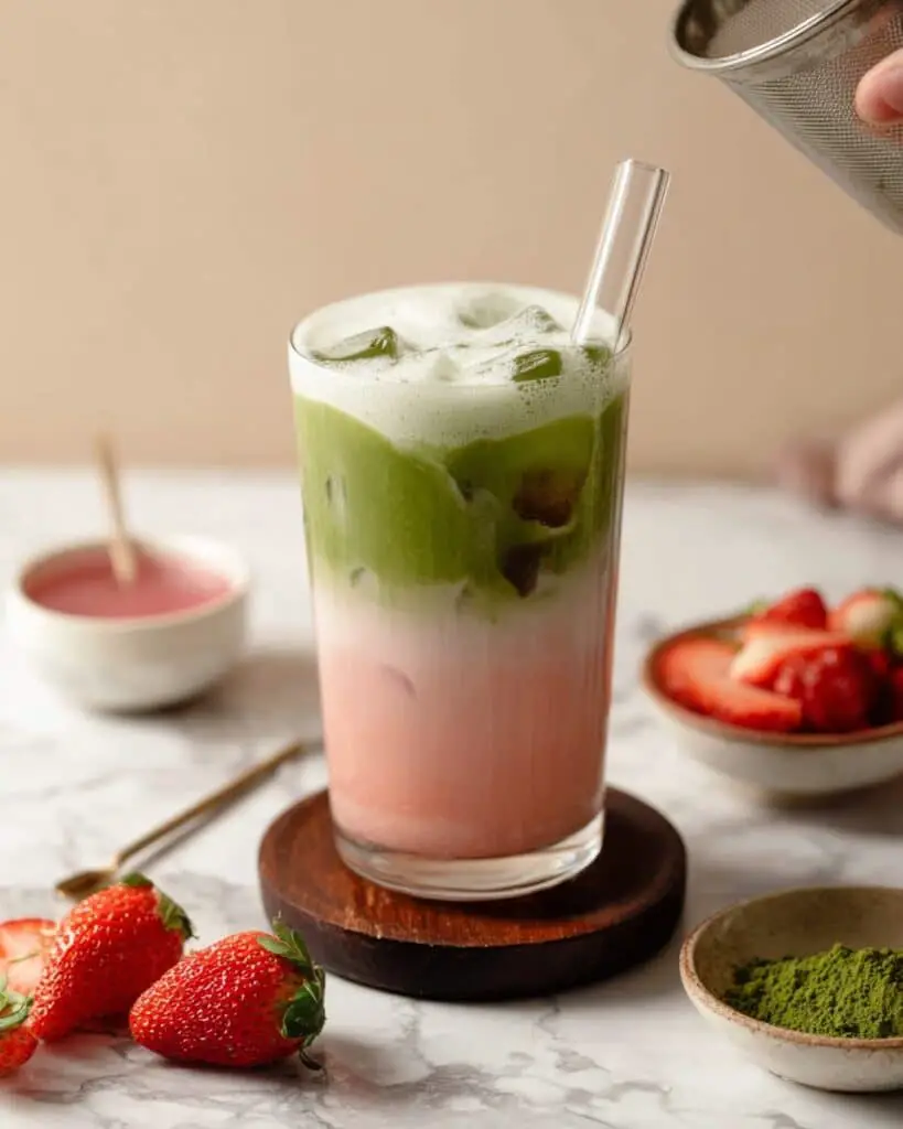 Homemade Strawberry Matcha Latte Recipe