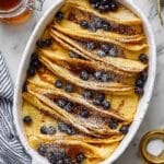 Pancake Casserole with Vanilla, Cinnamon, and Maple Syrup Recipe