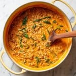 Ground Beef Orzo with Tomato Cream Sauce Recipe