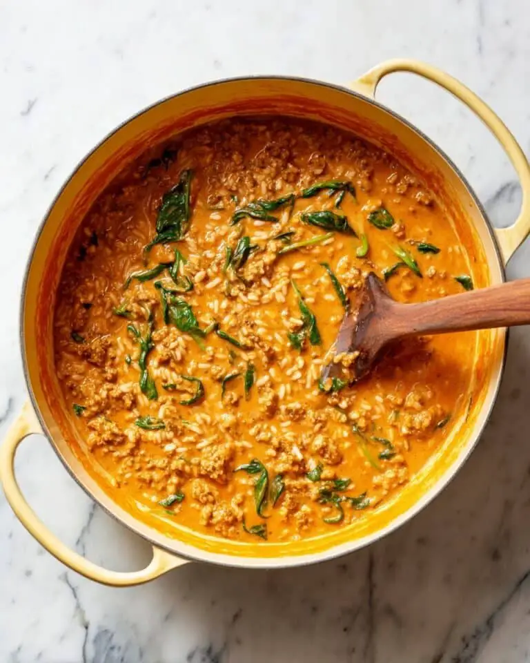 Ground Beef Orzo with Tomato Cream Sauce Recipe