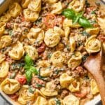 Ground Beef Tortellini in Creamy Tomato Spinach Sauce Recipe