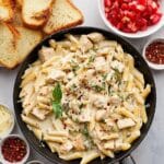 Chicken Penne Pasta with Bruschetta Topping and Creamy Parmesan Sauce Recipe