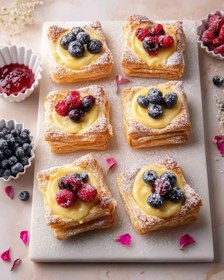 Vegan Custard Pastries with Raspberry Jam and Fresh Berries Recipe