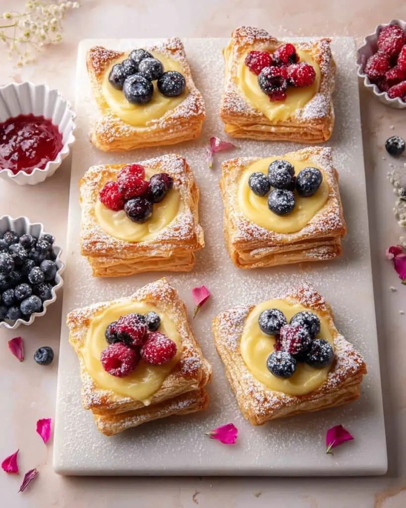 Vegan Custard Pastries with Raspberry Jam and Fresh Berries Recipe