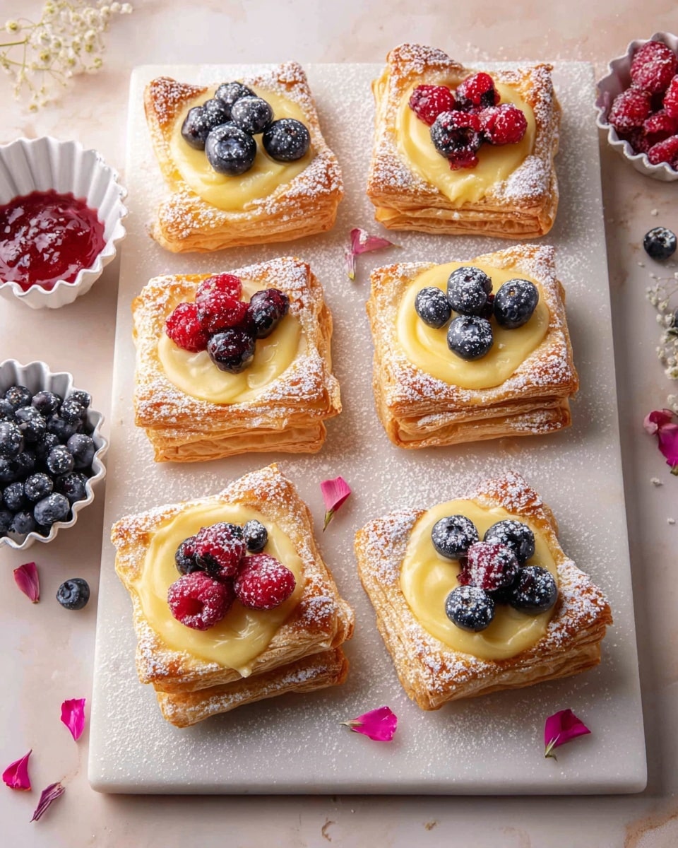 Vegan Custard Pastries with Raspberry Jam and Fresh Berries Recipe