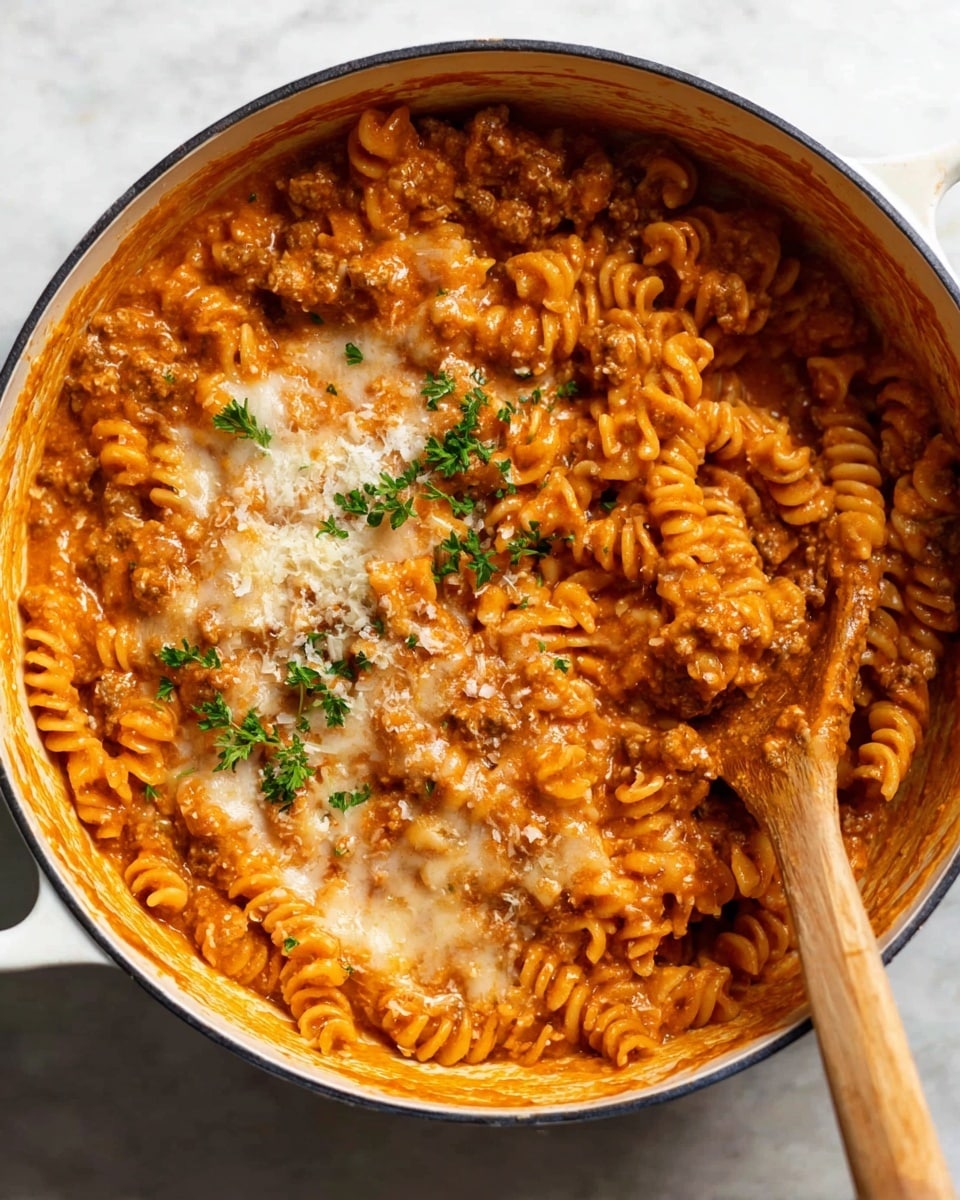 One Pot Creamy Tomato Beef Pasta Recipe