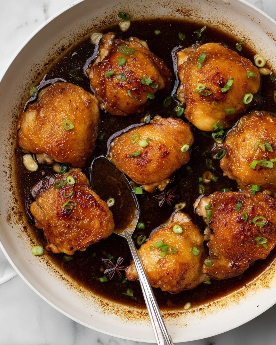Soy Braised Chicken Thighs with Spiced Broth and Crispy Skin Recipe