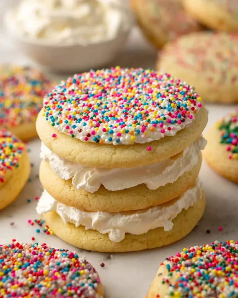 Dot Cake Cookies (Frosted Sugar Cookies with Sprinkles) Recipe