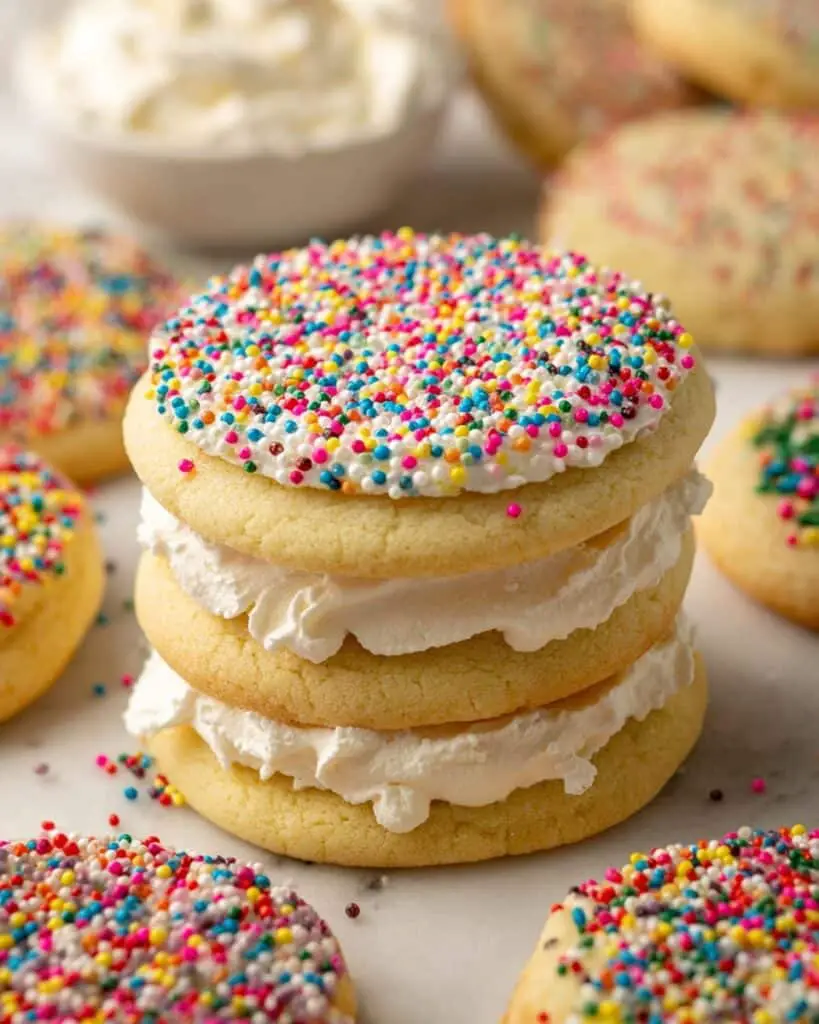 Dot Cake Cookies (Frosted Sugar Cookies with Sprinkles) Recipe