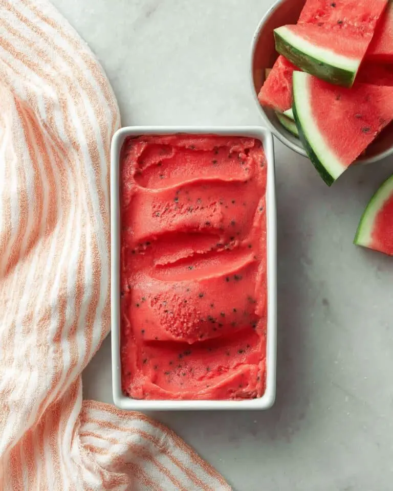 Creamy Watermelon and Strawberry Sorbet with Dairy-Free Chocolate Recipe